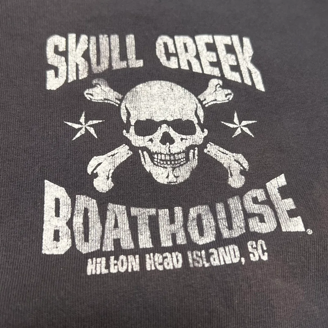 GALLERY DEPT. SKULL CREEK L/S TEE/BLK Glitter skull surf long sleeves, washed black S-XL, genuine development, correct version, garment dyed, washed and distressed, printing has a full sense of distress